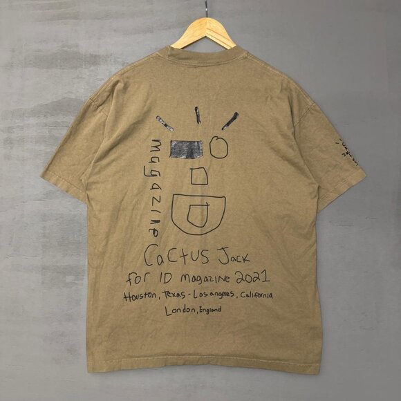 Cactus Jack by Travis Scott x i-D The Cactus Wink Tee Tan Shirt Large - Picture 1 of 6